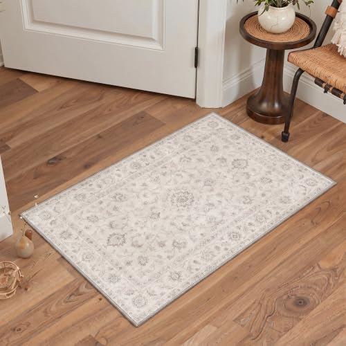 GENIMO 2X5 Washable Runner Rug for Kitchen, Boho Medallion Non Slip - color: Cream Taupe, size: 2' x 5' (Rectangular)
