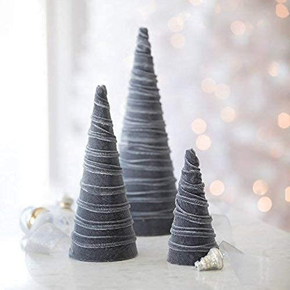 Your Heart's Content Gray Velvet Trees Set of 3 (Gray) - color: Gray