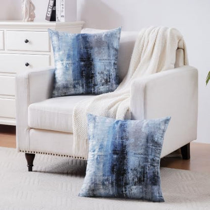 Throw Pillow Covers for Couch, 26x26 Inch, Set of 2, Grey Blue - color: Blue and Grey, size: 26" x 26" (Pack of 2)