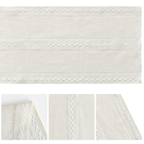 Artoid Mode Beige Rustic Cotton Linen Table Runner 13x72 Inch - color: Beige, size: 13" x 72"