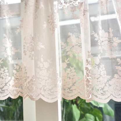 Kotile Blush Pink Sheer Valance Curtain for Windows W52 x L18 Inch 1 Panel - color: Blush Pink