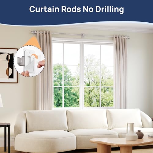 ENJOYBASICS Curtain Rods No Drilling for Renter, 28-84" Adjustable, Nickel - color: Nickel, size: 27-90"