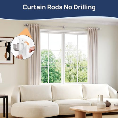ENJOYBASICS Curtain Rods No Drilling for Renter, 28-84" Adjustable, Nickel - color: Nickel, size: 27-90"