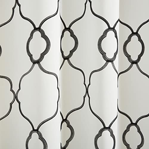 Exclusive Home Belmont Embroidered Room Darkening Blackout Grommet Top Curtain Panel Pair, 52"x84", Winter Black - color: Winter/Black, size: 52"W x 84"L (Pack of 2)