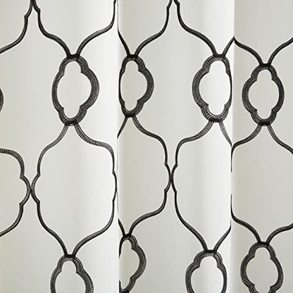 Exclusive Home Belmont Embroidered Room Darkening Blackout Grommet Top Curtain Panel Pair, 52"x84", Winter Black - color: Winter/Black, size: 52"W x 84"L (Pack of 2)