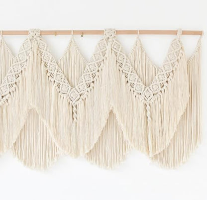 Macrame Wall Hanging Wedding Hanger Tassel Knotting Boho Decor 47"W*25"L - color: Beige1