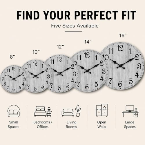 8 Inch Wall Clock, Silent Battery Operated Analog Clock, Grey - color: B-grey Retro, size: 8"