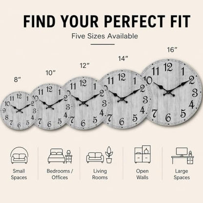 14 Inch Wall Clock, Silent Battery Operated Analog Clock, Grey - color: B-grey Retro, size: 14"