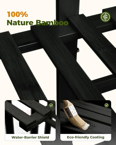 Bamworld Bamboo Plant Stand Indoor 6 Tiered Plant Shelf, Black 48 Inch - color: Black