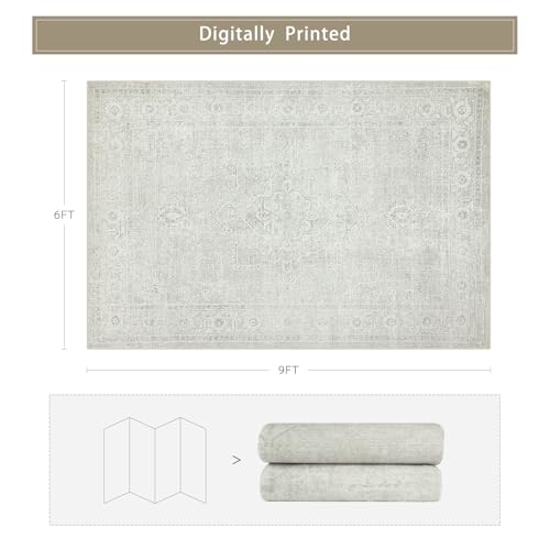 6x9 Washable Area Rugs for Living Room,Bedroom,Dining Room(Concrete Grey) - color: Concrete-grey, size: 6' x 9' (Rectangular)