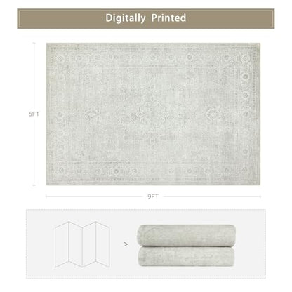 6x9 Washable Area Rugs for Living Room,Bedroom,Dining Room(Concrete Grey) - color: Concrete-grey, size: 6' x 9' (Rectangular)