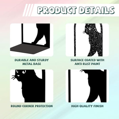 Peacoblue 5.3"x4.3"x7.9" Metal Bookends, Heavy Duty Book Ends for Shelves - style: Cute Cat