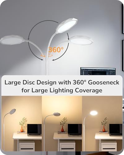 EDISHINE Gooseneck Floor Lamp 1300LM LED Floor Lamps for Living Room White - color: White