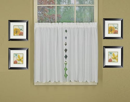 Today's Curtain, Orleans Scallop Curtain, White 30" Tier Pair and Tieback, 60" W x 30" L, White - color: White, size: 60"W x 30"L (Pack of 1)