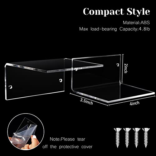 Yalikop 5 Pieces Acrylic Floating Shelves Small 4'' Wall Clear - color: Clear