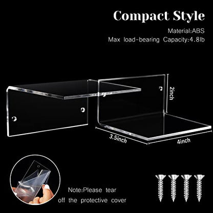 Yalikop 5 Pieces Acrylic Floating Shelves Small 4'' Wall Clear - color: Clear