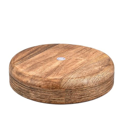 Kaizen Casa Mango Wood Decorative Bowl – Handcrafted Table Centerpiece with Deep Round Burnt Finish | Rustic Farmhouse Wooden Décor for Dining & Living Room (12" X 12" X 2.5")