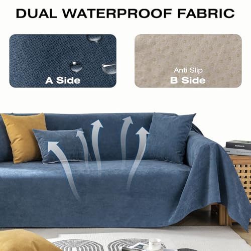 STACYPIK Waterproof Couch Covers for Sofa Non Slip Dogs Sofa Cover Washable - color: A-waterproof-navy Blue, size: Large Size(71" X118")