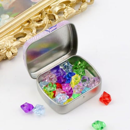 4pcs Purple Flower Empty Hinged Tin Box Metal Storage Box - color: Purple Flower