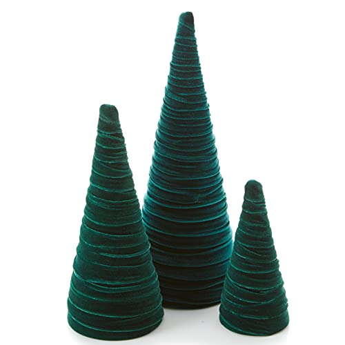 Your Heart's Content Emerald Velvet Trees Set of 3, (Emerald) - color: Emerald
