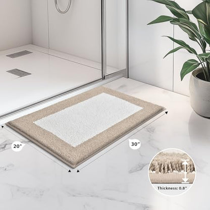 anllugs Bathroom Rugs, 20" x 30" Soft Bath Rugs, Beige & White - color: Beige & White, size: 20" X 30"