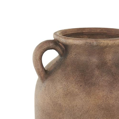 Deco 79 Ceramic Decorative Vase Antique Style Textured Centerpiece Vases with Handles, Flower Vases for Home Decoration 9" x 9" x 20", Copper