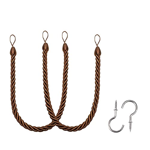 BEL AVENIR Curtain Tiebacks Ropes Tie-Backs,Handmade Holdbacks(Coffee,2P) - color: Coffee, size: 2pack