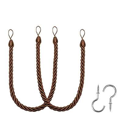 BEL AVENIR Curtain Tiebacks Ropes Tie-Backs,Handmade Holdbacks(Coffee,2P) - color: Coffee, size: 2pack