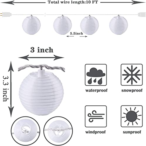 Vigdur White Paper Lantern String Lights Plug in Connectable, 9.8FT - color: White