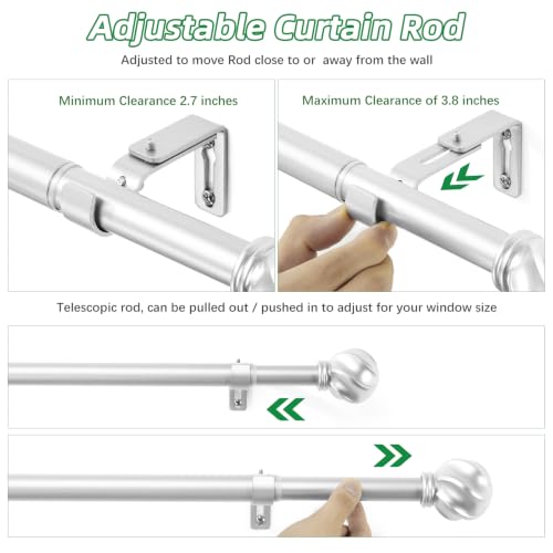 LLPJS Curtain Rods 16-120", 1 in Adjustable Silver Rod with Finials, 1 Pack - color: Satin Silver, size: 16" to 120" - 1 pack