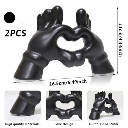Zerzsy Heart Hands Sculpture Figurine, Black & White, Set of 2 - color: Black White-heart Hands