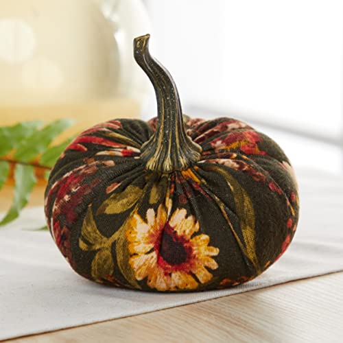 Your Heart's Content Fall Floral 6.25 inch Velvet Pumpkin (Fall Floral) - color: Fall Floral