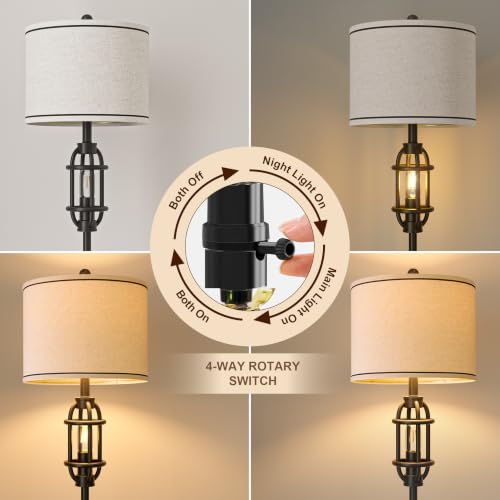62.5" Floor Lamp for Living Room Industrial Black Standing Tall Lamp - color: Black