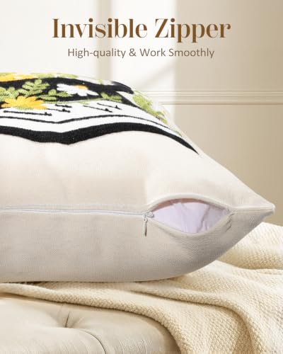 Animal Embroidered Lumbar Pillow Cover 20x12 Inch, Cat Floral - color: Cat Book, size: 20" x 12" (Pack of 1)