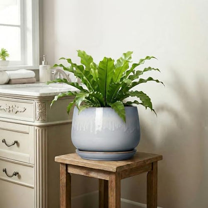 9 Inch Ceramic Pots for Plants, Indoor Plant Pots, Grey-White - size: 9 Inch, style: Grey-white