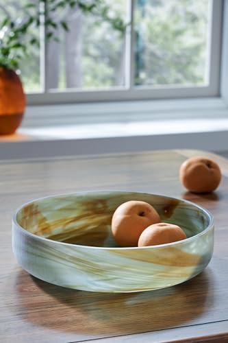 Signature Design by Ashley Large Round Glass Decorative Bowl, Sage Green
