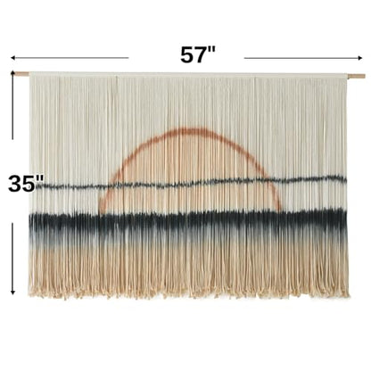 Jakalin Macrame Wall Hanging Sunset Dip Dye Boho Tapestry Handmade 57"x35" - color: Black and Brown