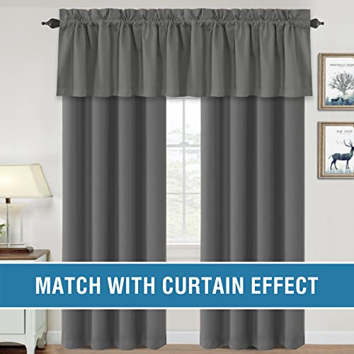 H.VERSAILTEX 100% Blackout Valances for Windows,Thermal Insulated Room Darkening Valance Rod Pocket Short Window Valances for Living Room Bathroom 52 Inch by 18 Inch 2 Pack Gray - color: Grey