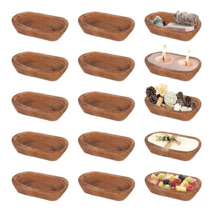 Haploon Wood Dough Bowl 15 Pcs Rustic Hand Carved Paulownia Bowls Pack