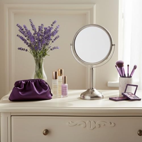 JERDON 6" Tabletop Makeup Mirror - 10X Magnification - Nickel - JP910NB - color: Nickel