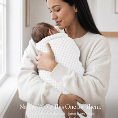 Threadmill Waffle Swaddle Blanket, Rayon Derived from Bamboo, White - color: White, size: Swaddle (41" x 37")