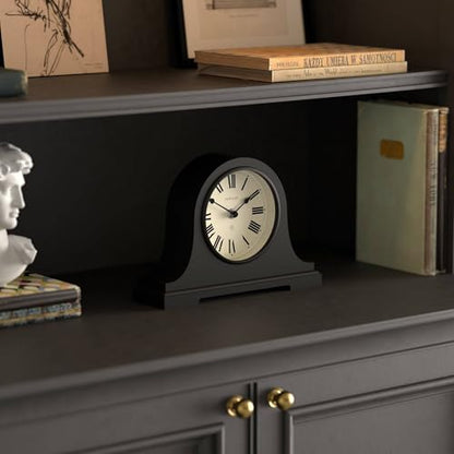 NEWGATE® Broadway Mantel Clock | Classic Napoleon’s hat Design | Black | Roman Numerals | Traditional Style for Desk, Table top, Shelf or Bedside - color: Black