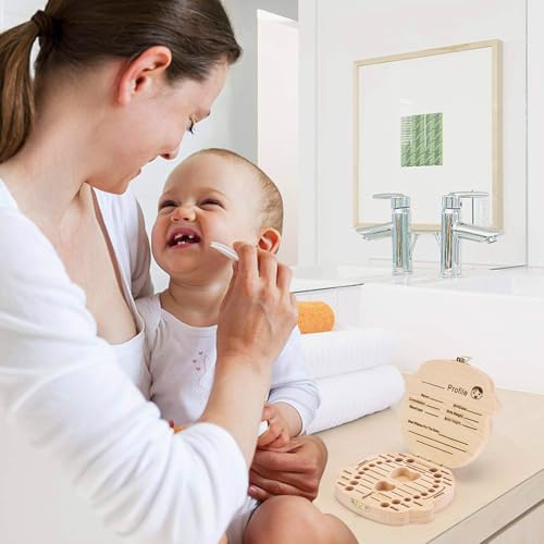 NASHRIO Baby Tooth Box Wooden Kids Keepsake Organizer Gift for Baby Teeth, Cute Children Tooth Container with Tweezers to Keep the Childwood Memory (Gril) - color: Girl
