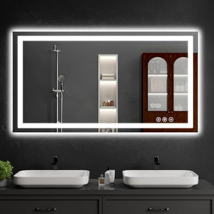 30"x48" LED Bathroom Mirror with Lights | Dimmable，Anti-Fog，Bathroom Vanity Mirror for Wall, Backlit + Front Lit, Memory Function, Shatter-Proof, Tempered Glass - size: 30"L x 48"W