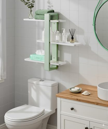 SUMGAR Floating Shelves for Wall Green, 3 Tier Adjustable Large Shelf Unit - color: Mint Green&white, size: 3 Tier 19.6in