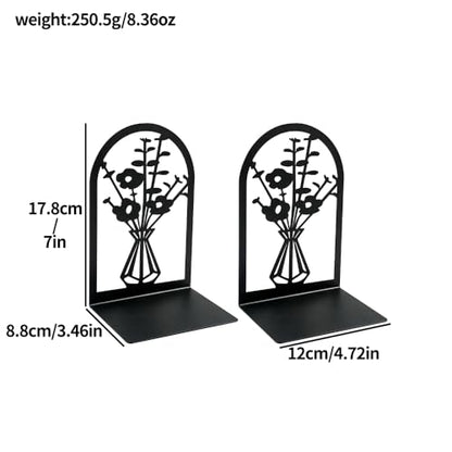 3Pairs Vase Flower Hollow Iron Bookends - color: 3pcs Style a
