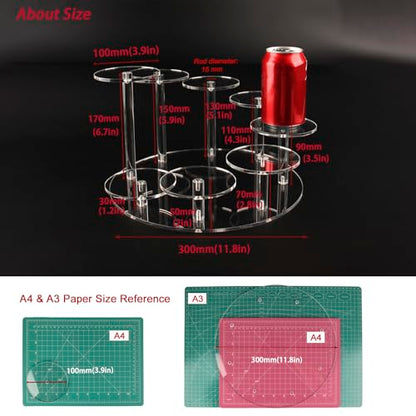 8 Tier Clear Display Risers for Small Figures Acrylic Display Stand for Perfume Round Riser for Decor and Potted Succulents 1 Pack