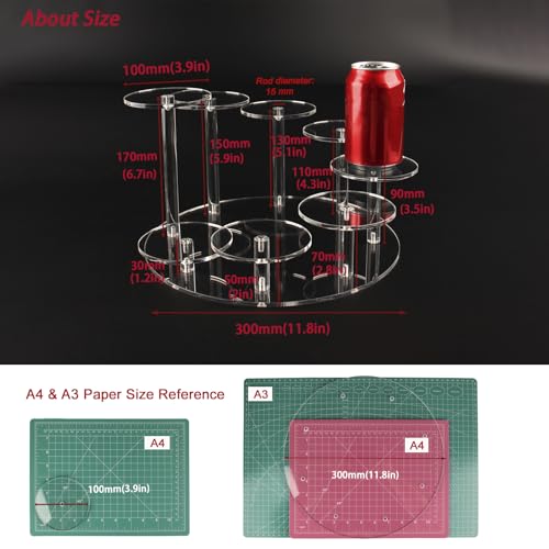 8 Tier Clear Display Risers for Small Figures Acrylic Display Stand for Perfume Round Riser for Decor and Potted Succulents 1 Pack