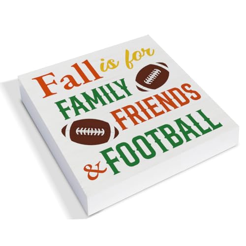 Fall Home Decor Autumn Decorations Football Wooden Sign Farmhouse Decor Indoor for Desk Table Shelf 5 X 5 Inches - color: Fall-01