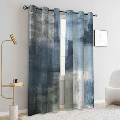 Dusty Blue Abstract Curtains for Living Room Bedroom, 42W x 72L, 2 Panels - color: Blue Grey, size: 42"W x 72"L (Pack of 2)